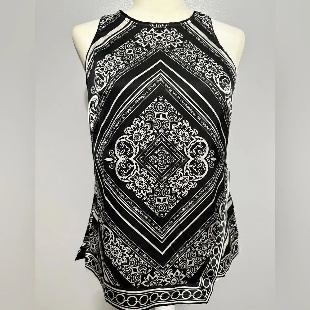 White House Black Market scarf like tank Size S. Zipper down back